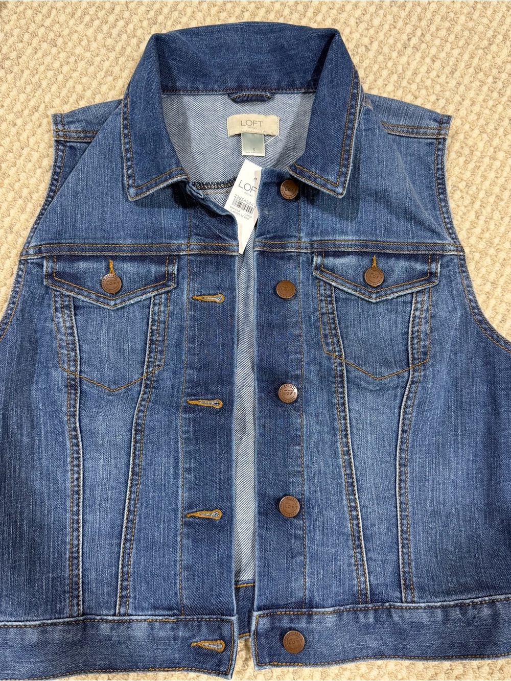 Loft Women's Cropped Button-Up Denim Vest Small